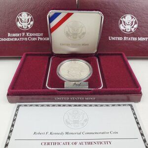 Robert F. Kennedy Commemorative Coin Silver Dollar Proof U.S. Mint COA 1998 OGP